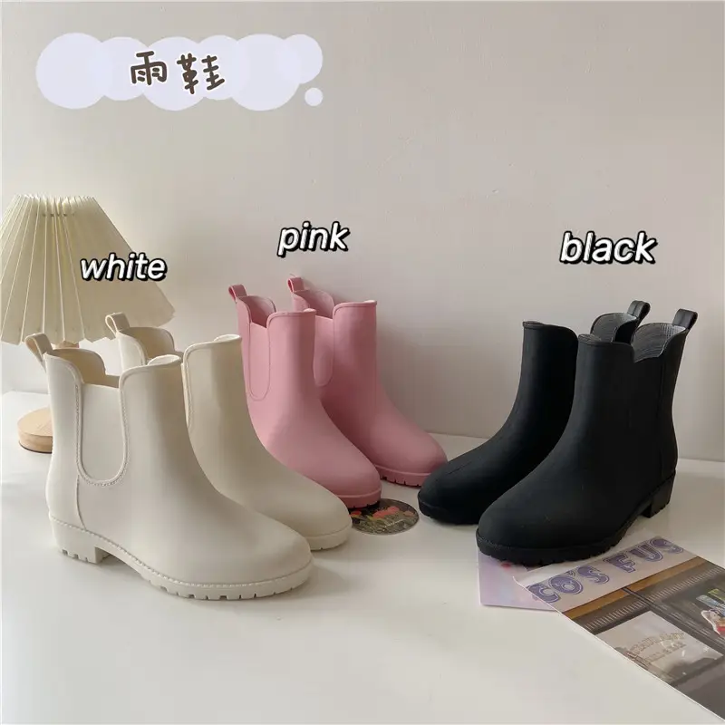 Women's New Style Waterproof Rain Boots White Fleece Lined — feature 2
