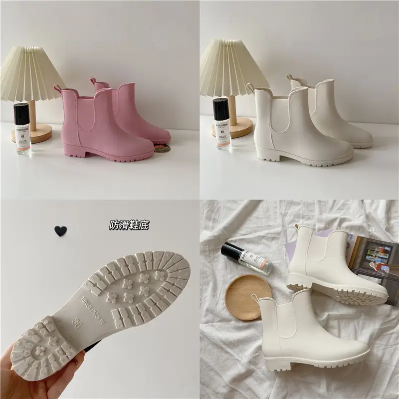 Women's New Style Waterproof Rain Boots White Fleece Lined — feature 3