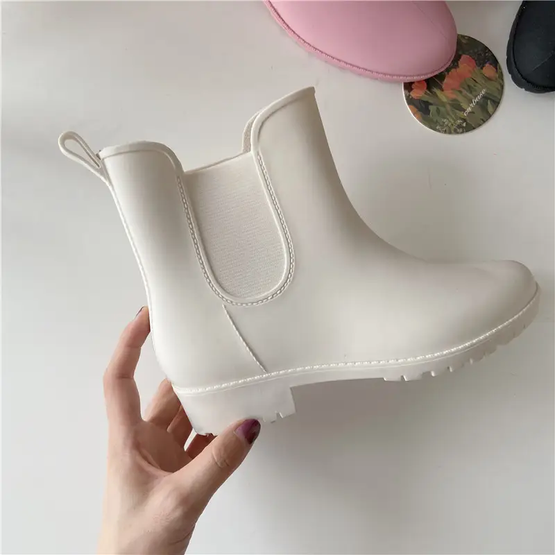 Women's New Style Waterproof Rain Boots White Fleece Lined — feature 6