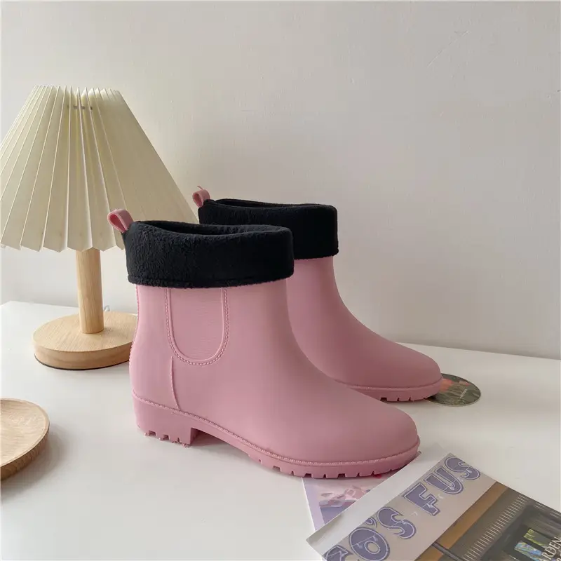 Women's New Style Waterproof Rain Boots White Fleece Lined - Image 5