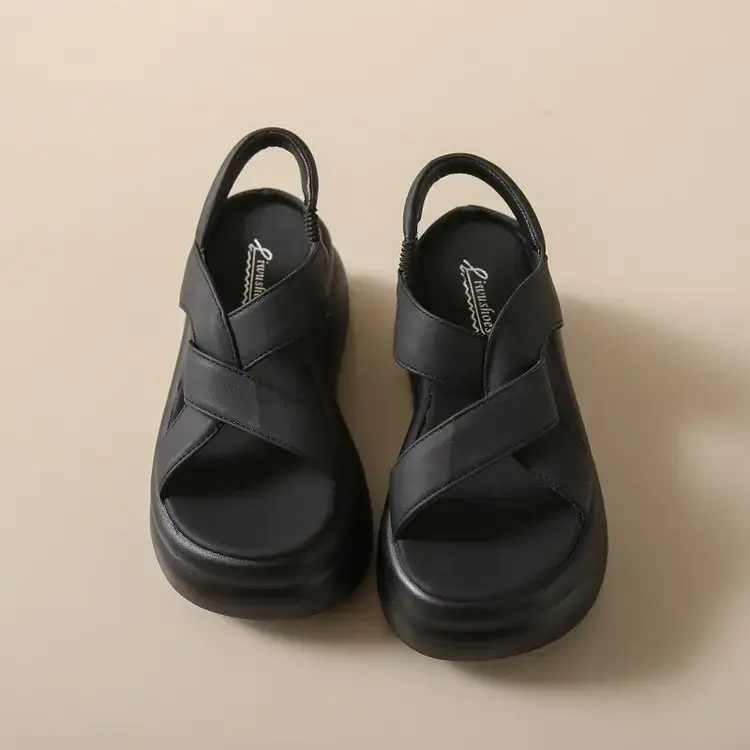 Women White Thick Strap Sandals Summer High Heel Casual - Image 5