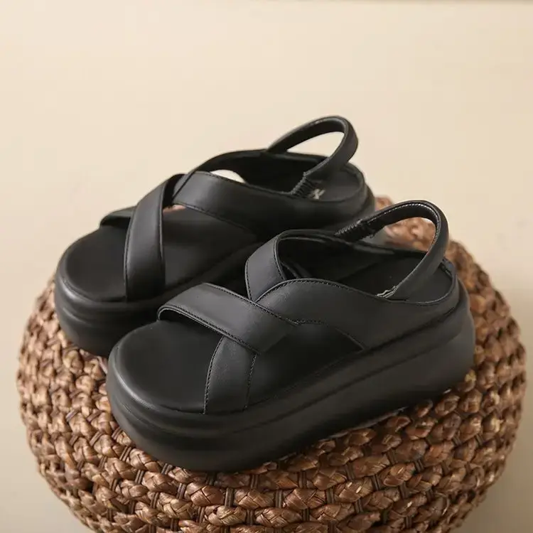 Women White Thick Strap Sandals Summer High Heel Casual - Image 7