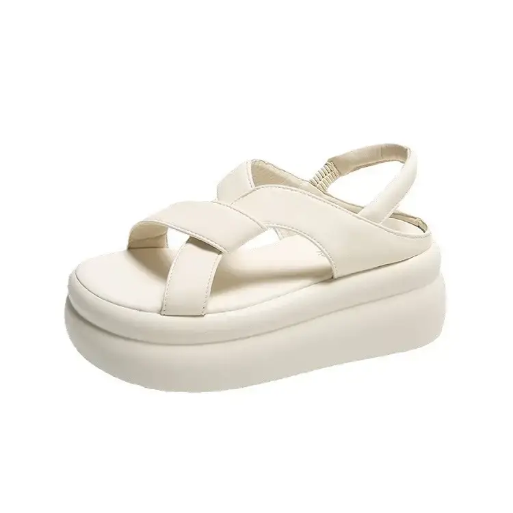 Women White Thick Strap Sandals Summer High Heel Casual - Image 8