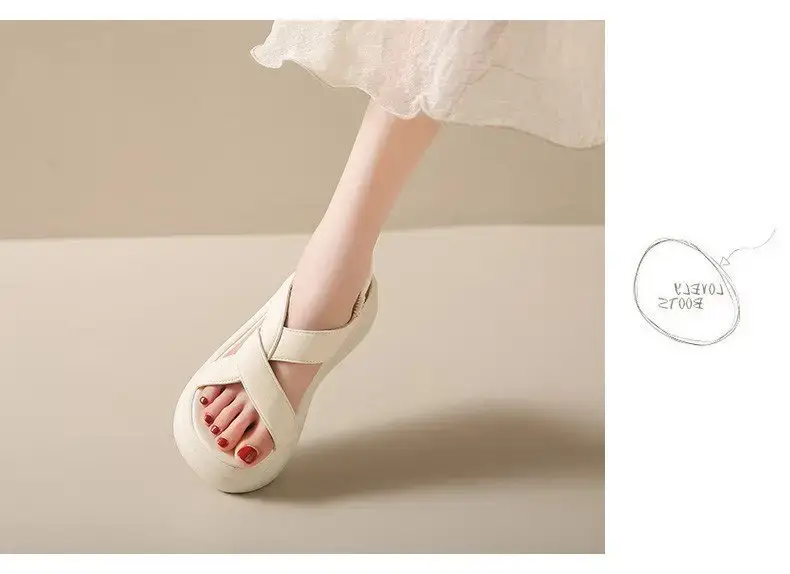 Women White Thick Strap Sandals Summer High Heel Casual — feature 10