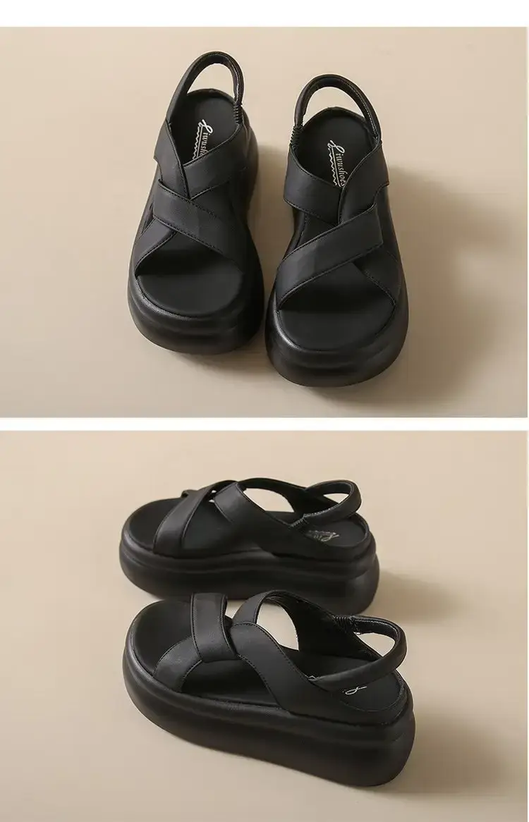 Women White Thick Strap Sandals Summer High Heel Casual — feature 14