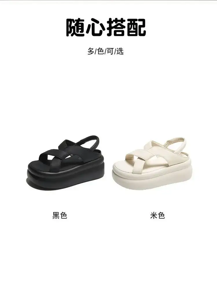 Women White Thick Strap Sandals Summer High Heel Casual — feature 2