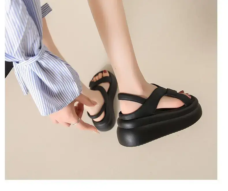 Women White Thick Strap Sandals Summer High Heel Casual — feature 6