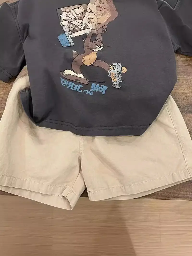 Boys Cartoon Print Cotton Shorts Set Summer 2024 - Image 5