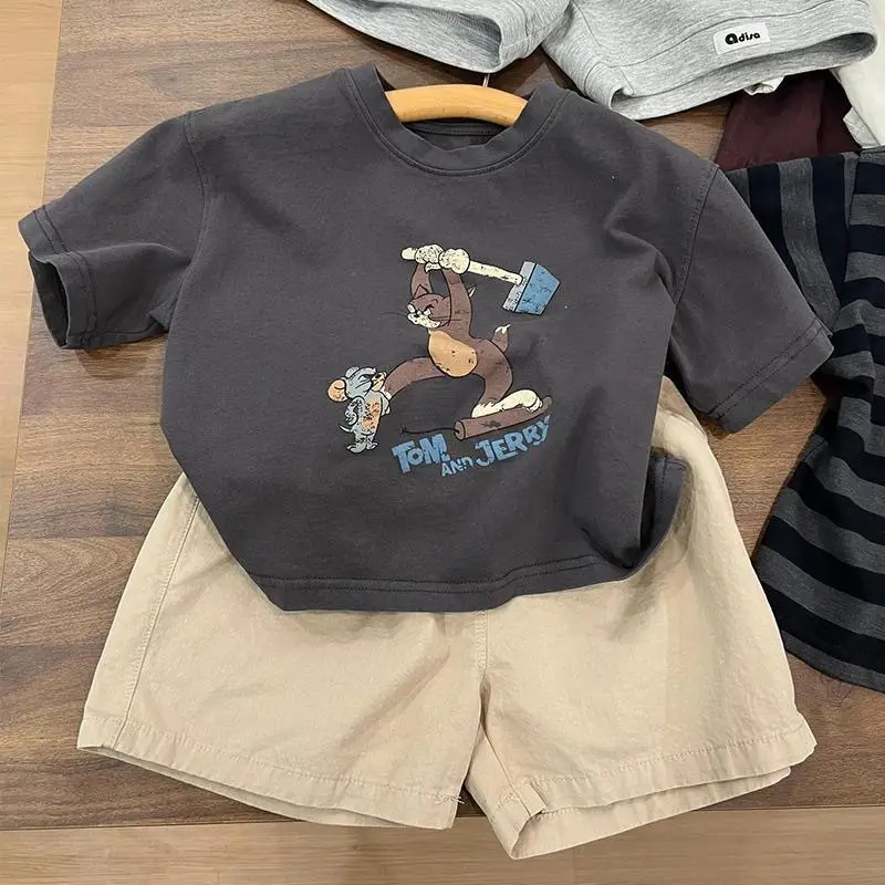 Boys Cartoon Print Cotton Shorts Set Summer 2024 — feature 10
