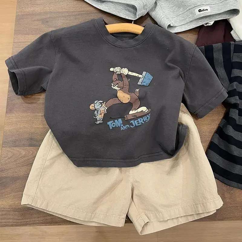 Boys Cartoon Print Cotton Shorts Set Summer 2024 — feature 4