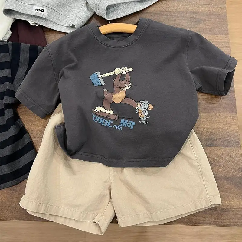 Boys Cartoon Print Cotton Shorts Set Summer 2024 — feature 5