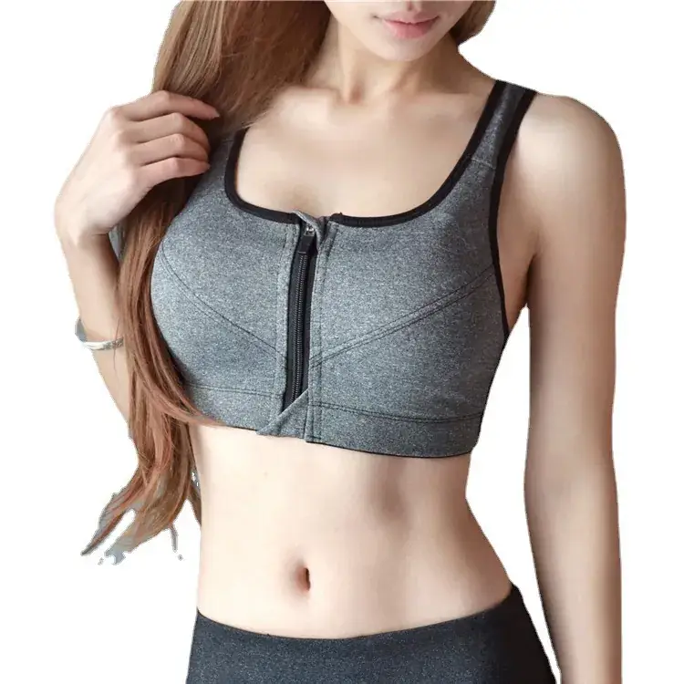 Cross-Country Zipper Sports Bra Black Plus Size - Image 12