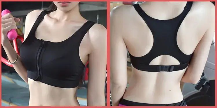 Cross-Country Zipper Sports Bra Black Plus Size — feature 9