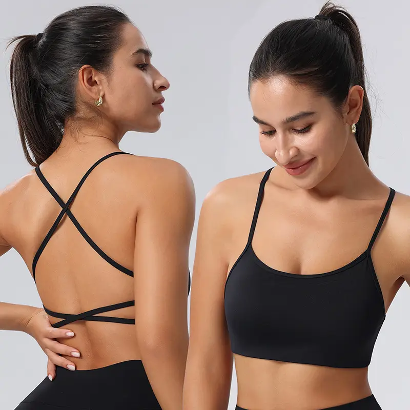 New Foreign Trade Product: Thin Strap Cross-Back Yoga Sports Bra, Large Back Exposure, Quick-Dry Breathable Fitness Bra, Amazon