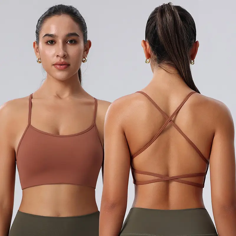 New Foreign Trade Product: Thin Strap Cross-Back Yoga Sports Bra, Large Back Exposure, Quick-Dry Breathable Fitness Bra, Amazon