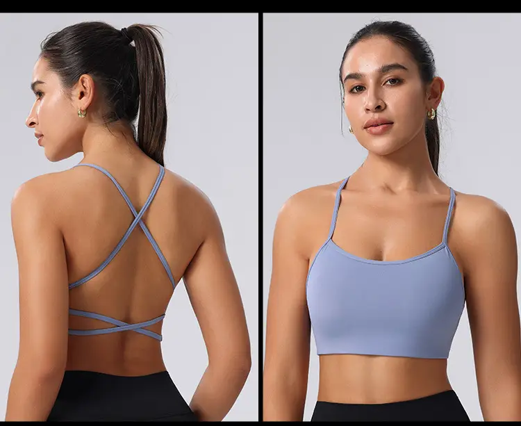 New Foreign Trade Product: Thin Strap Cross-Back Yoga Sports Bra, Large Back Exposure, Quick-Dry Breathable Fitness Bra, Amazon — feature 13