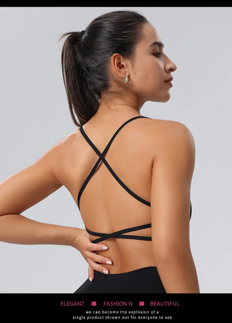 New Foreign Trade Product: Thin Strap Cross-Back Yoga Sports Bra, Large Back Exposure, Quick-Dry Breathable Fitness Bra, Amazon — feature 15