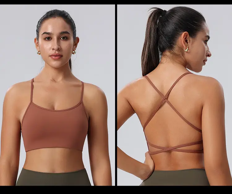 New Foreign Trade Product: Thin Strap Cross-Back Yoga Sports Bra, Large Back Exposure, Quick-Dry Breathable Fitness Bra, Amazon — feature 16