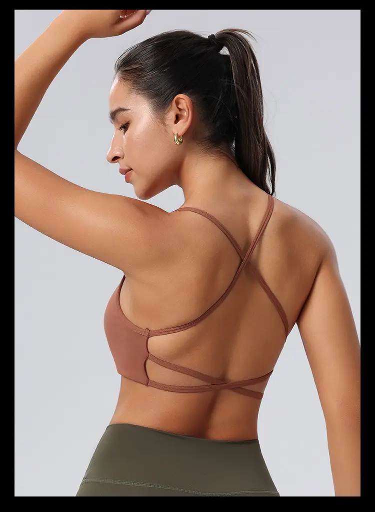 New Foreign Trade Product: Thin Strap Cross-Back Yoga Sports Bra, Large Back Exposure, Quick-Dry Breathable Fitness Bra, Amazon — feature 17