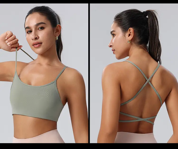 New Foreign Trade Product: Thin Strap Cross-Back Yoga Sports Bra, Large Back Exposure, Quick-Dry Breathable Fitness Bra, Amazon — feature 19