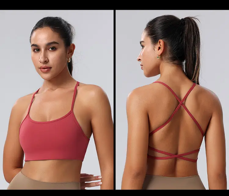 New Foreign Trade Product: Thin Strap Cross-Back Yoga Sports Bra, Large Back Exposure, Quick-Dry Breathable Fitness Bra, Amazon — feature 21