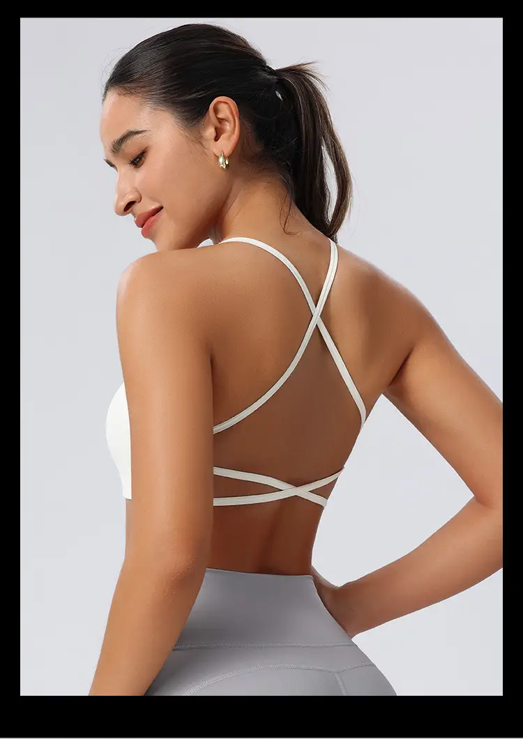 New Foreign Trade Product: Thin Strap Cross-Back Yoga Sports Bra, Large Back Exposure, Quick-Dry Breathable Fitness Bra, Amazon — feature 22
