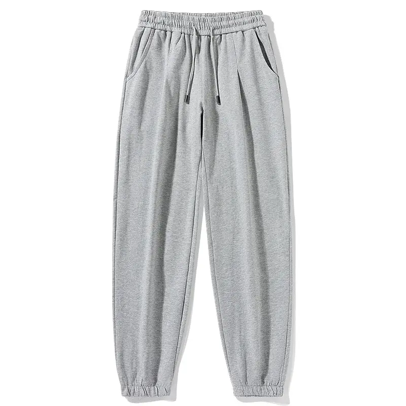 Ultra-thin Summer Thin Pure Cotton Casual Long Pants light gray Loose Straight Pants Men's Sports Pants with Loose Waist