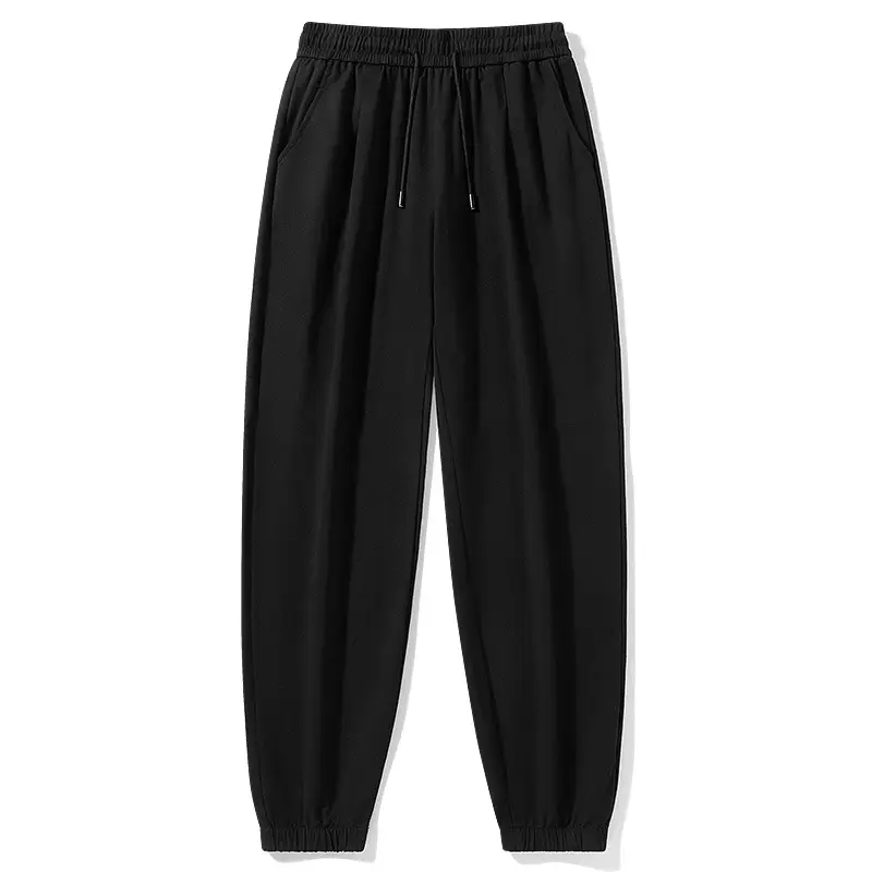 Ultra-thin Summer Thin Pure Cotton Casual Long Pants light gray Loose Straight Pants Men's Sports Pants with Loose Waist
