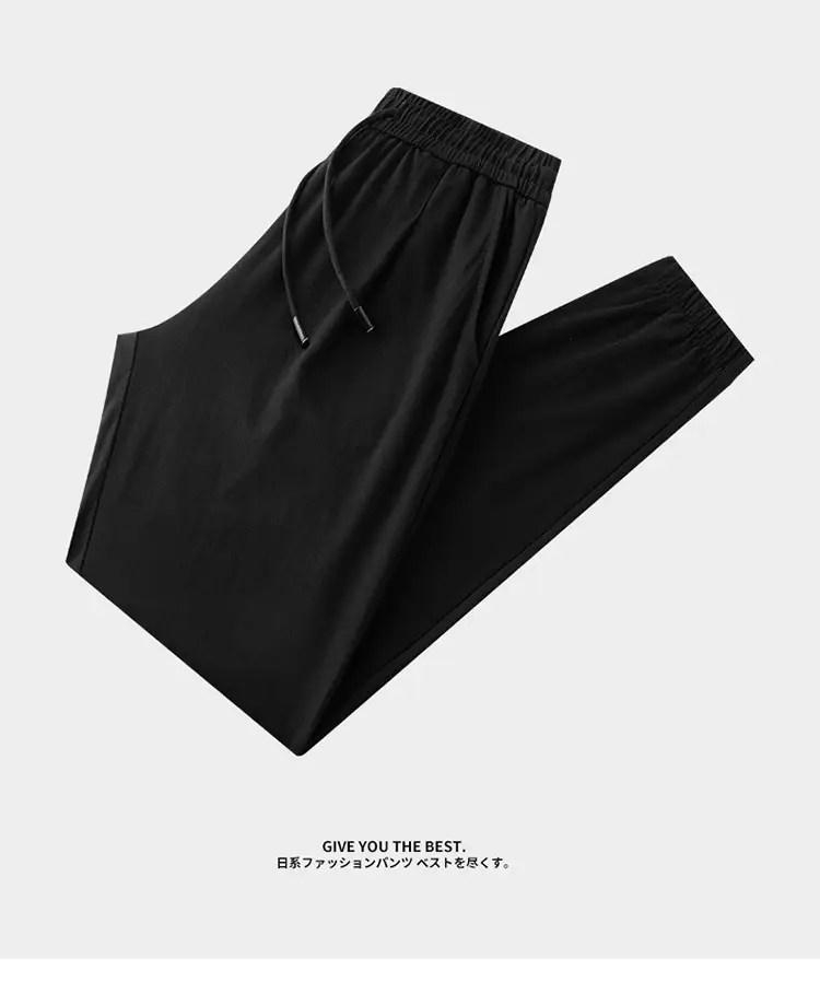 Ultra-thin Summer Thin Pure Cotton Casual Long Pants light gray Loose Straight Pants Men's Sports Pants with Loose Waist — feature 14