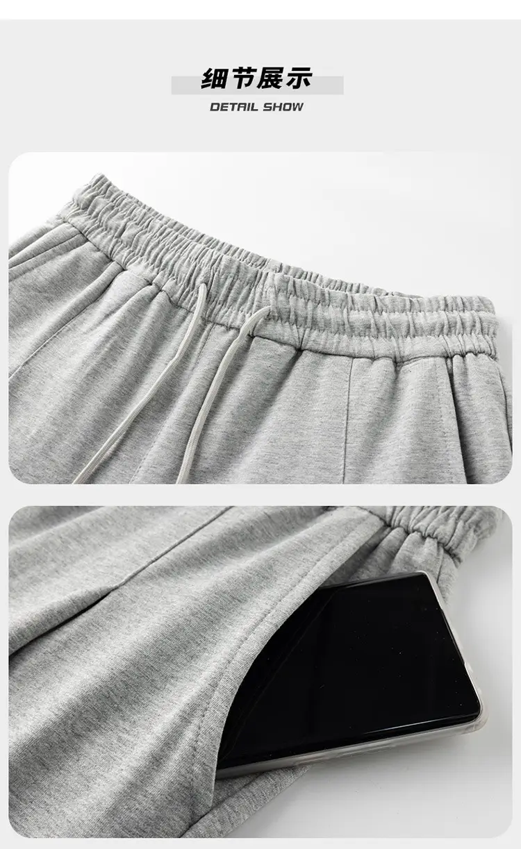 Ultra-thin Summer Thin Pure Cotton Casual Long Pants light gray Loose Straight Pants Men's Sports Pants with Loose Waist — feature 15