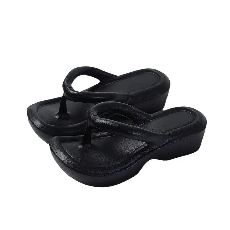 High heel soft bottom toe beach holiday sandals summer wedge heel thick bottom non-slip flip-flops women a generation of hair - Image 8