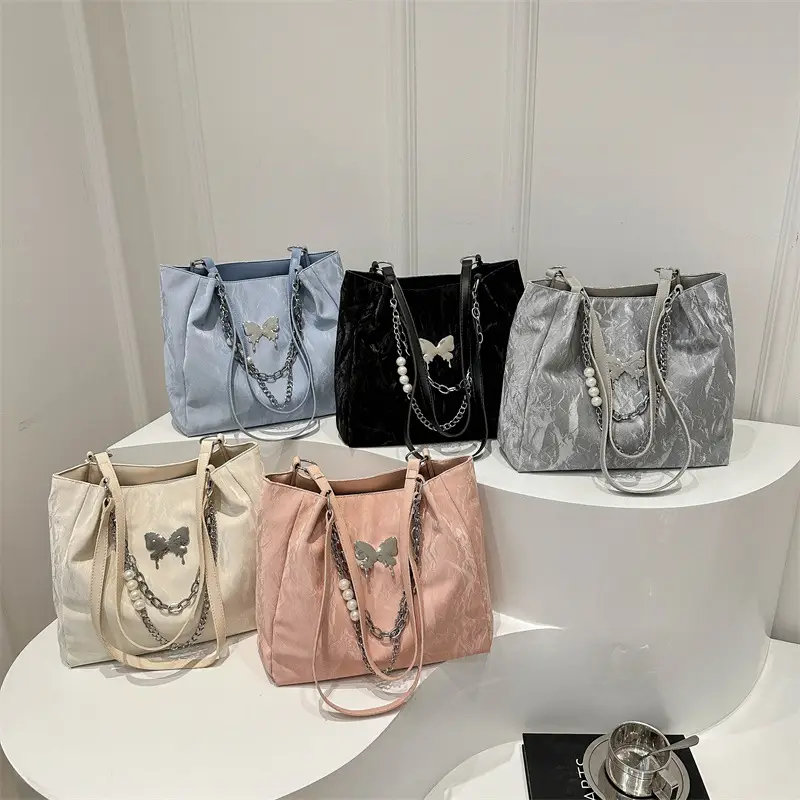 Blue Korean Style Women's Shoulder Bag with Chain - Image 6