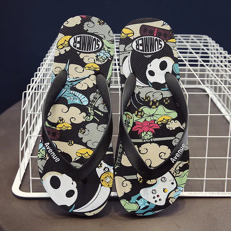 Summer Flip Flops Men's Trendy Panda Theme Beach Men's 2024 New Outdoor Wear Sandals Men's Slippers - Image 3