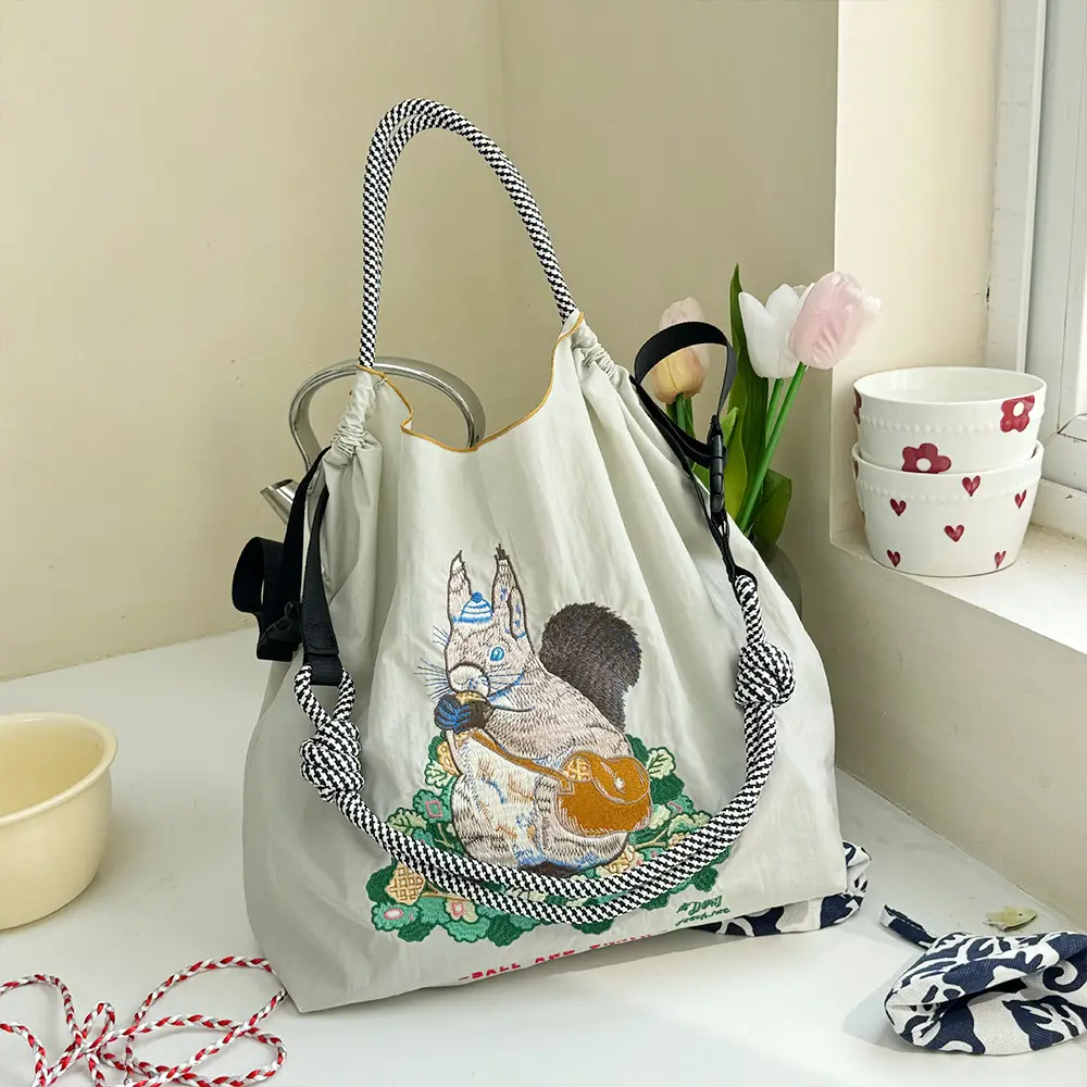 Pink Cartoon Embroidered Waterproof Shoulder Bag — feature 19