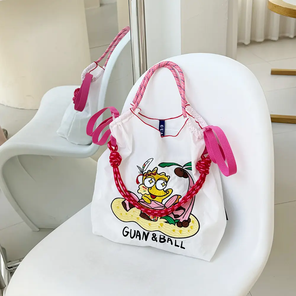 Pink Cartoon Embroidered Waterproof Shoulder Bag — feature 3