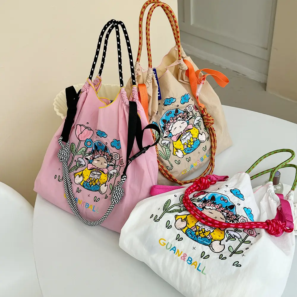 Pink Cartoon Embroidered Waterproof Shoulder Bag — feature 30