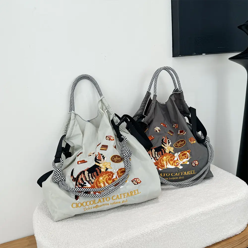 Pink Cartoon Embroidered Waterproof Shoulder Bag — feature 9