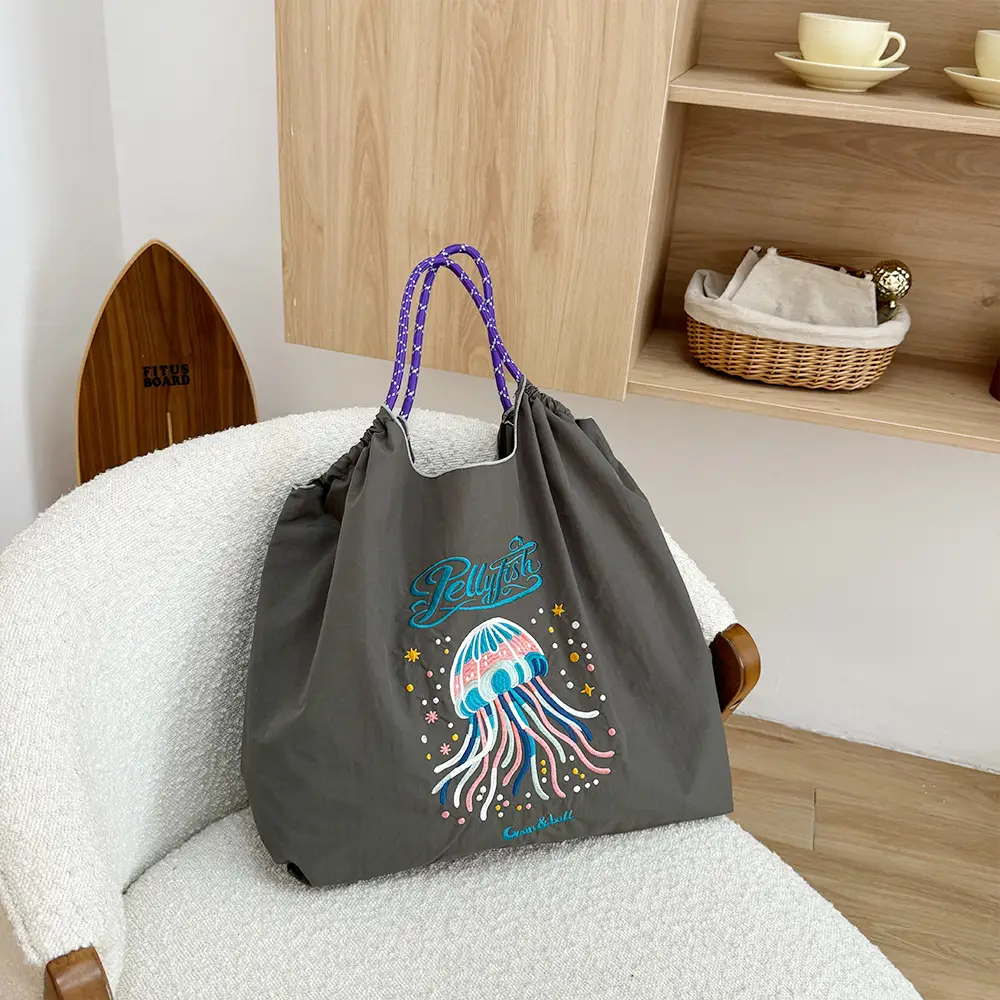 Pink Cartoon Embroidered Waterproof Shoulder Bag - Image 12