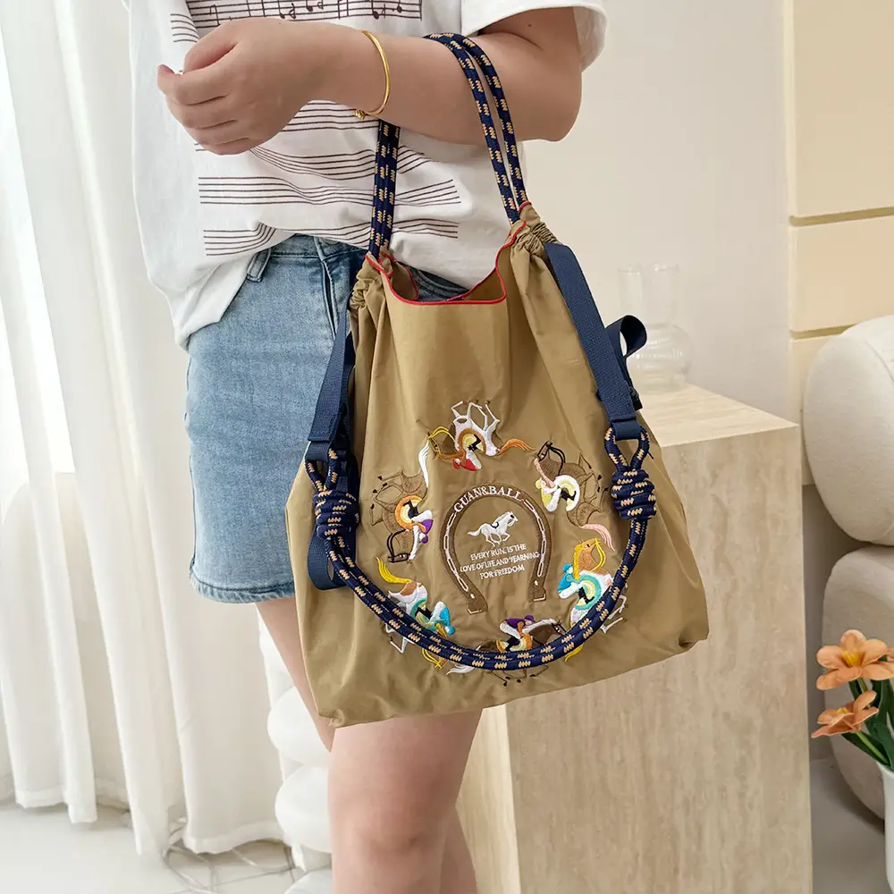 Pink Cartoon Embroidered Waterproof Shoulder Bag - Image 14