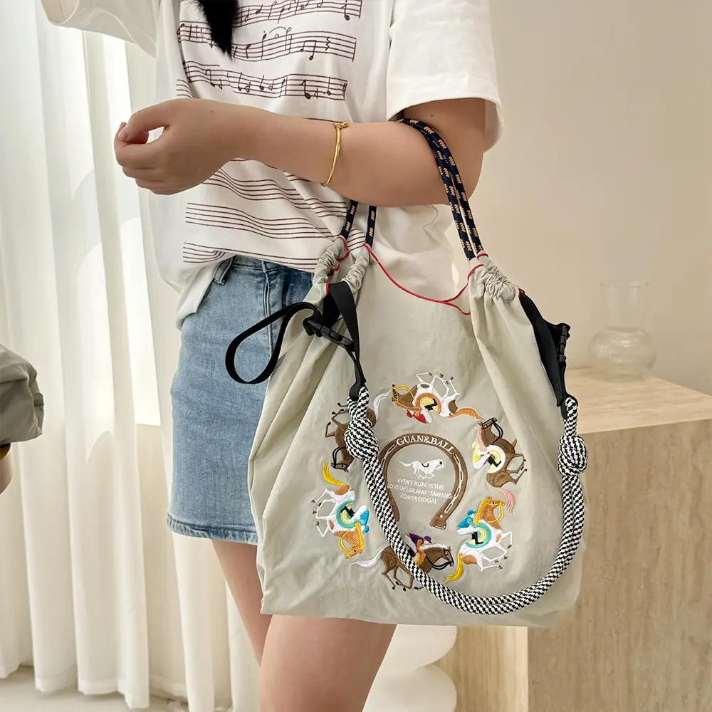 Pink Cartoon Embroidered Waterproof Shoulder Bag - Image 15