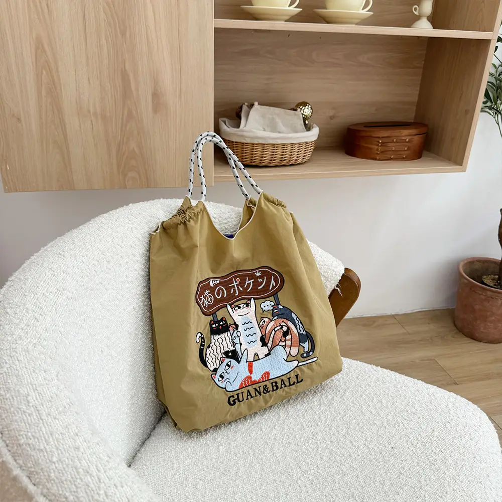 Pink Cartoon Embroidered Waterproof Shoulder Bag - Image 24