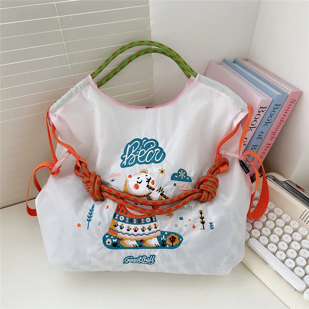 Pink Cartoon Embroidered Waterproof Shoulder Bag - Image 37