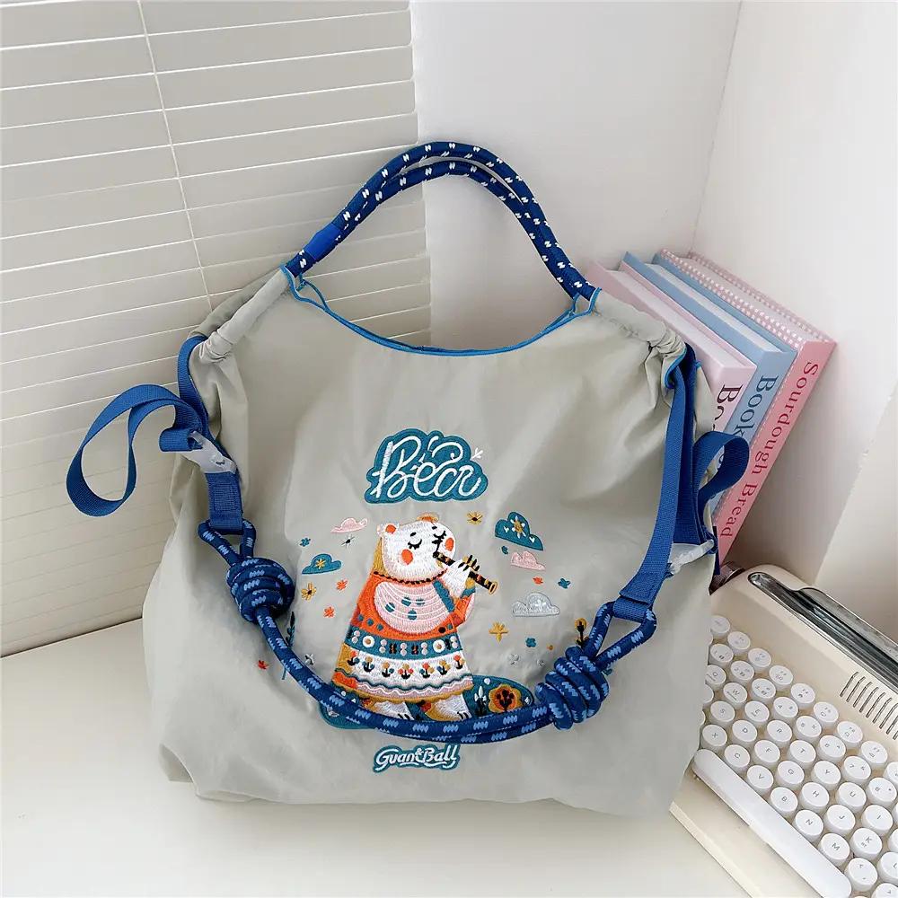 Pink Cartoon Embroidered Waterproof Shoulder Bag - Image 39