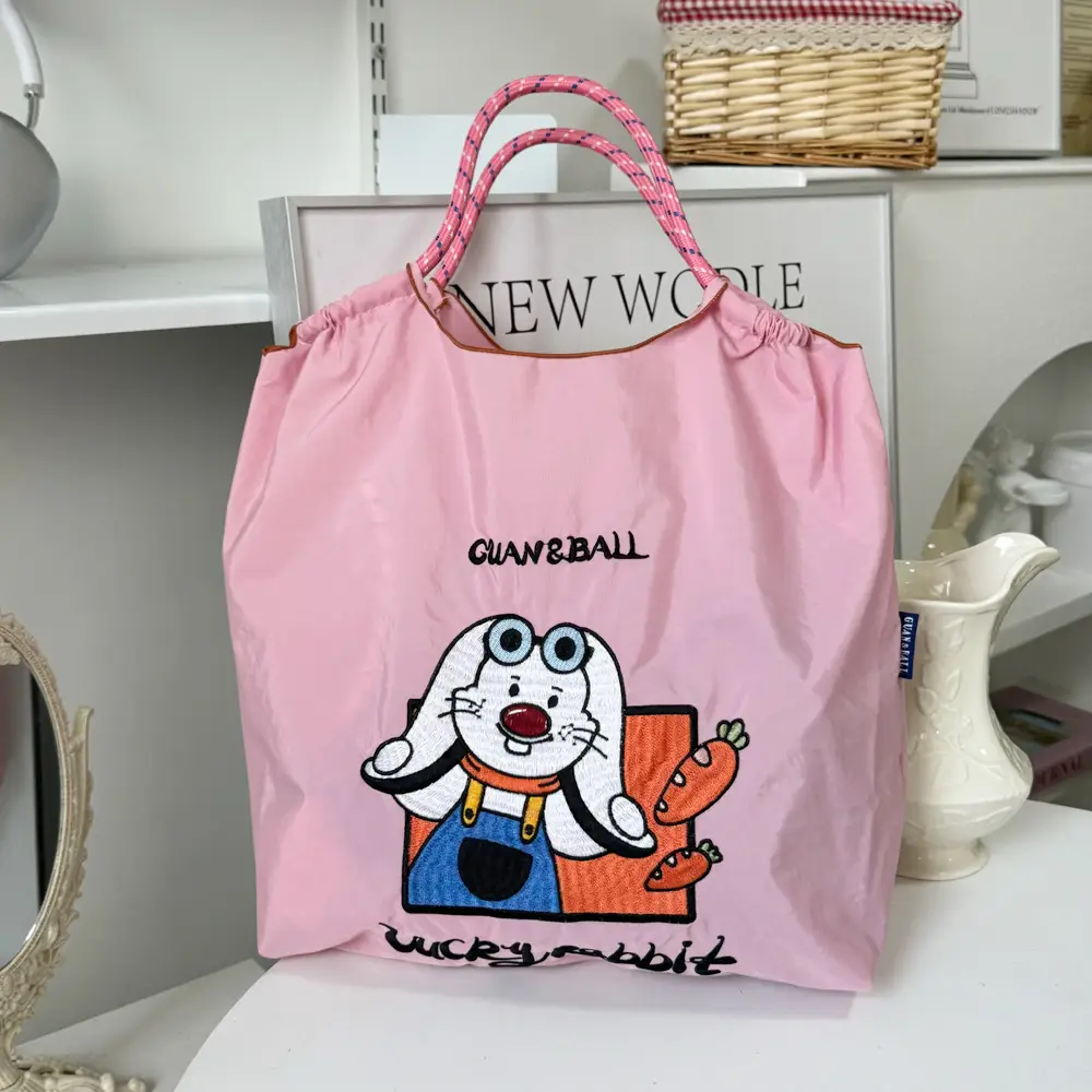 Pink Cartoon Embroidered Waterproof Shoulder Bag - Image 7