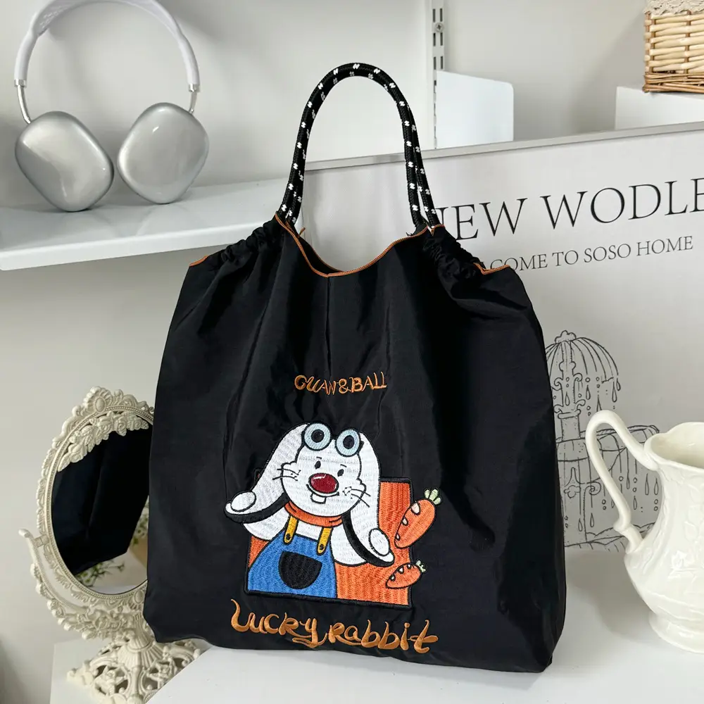 Pink Cartoon Embroidered Waterproof Shoulder Bag - Image 8