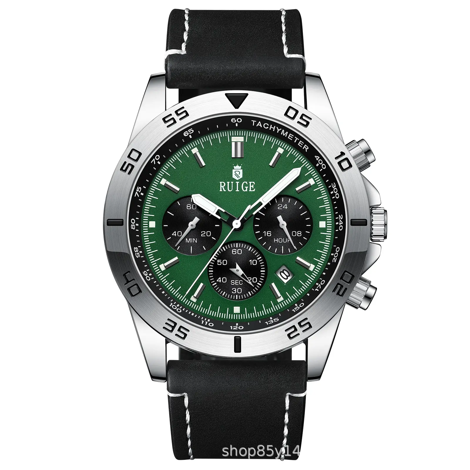 Ruige Men's Chronograph Watch Blue Stainless Steel Black Strap - Image 5