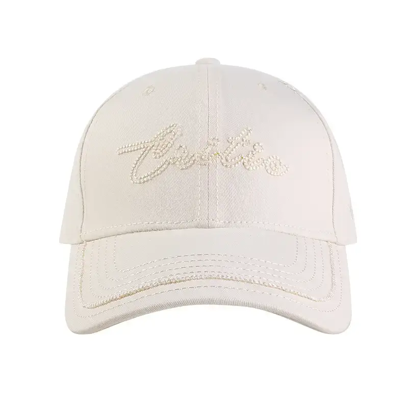 Women White Embroidered Baseball Cap Summer Travel Sun Hat - Image 7