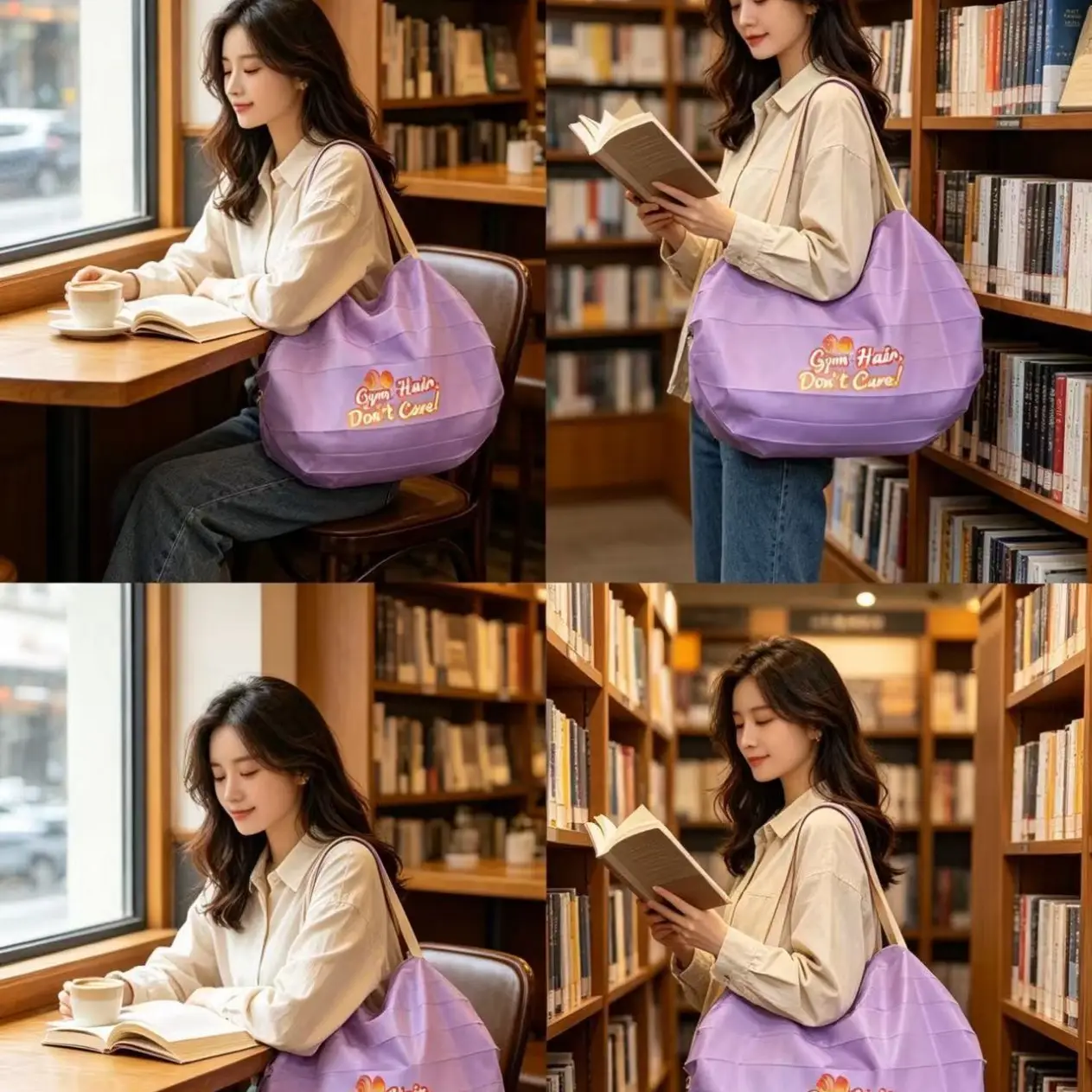 Green Foldable Tote Bag for Women, Large Capacity, Roll-Up Design - Image 86