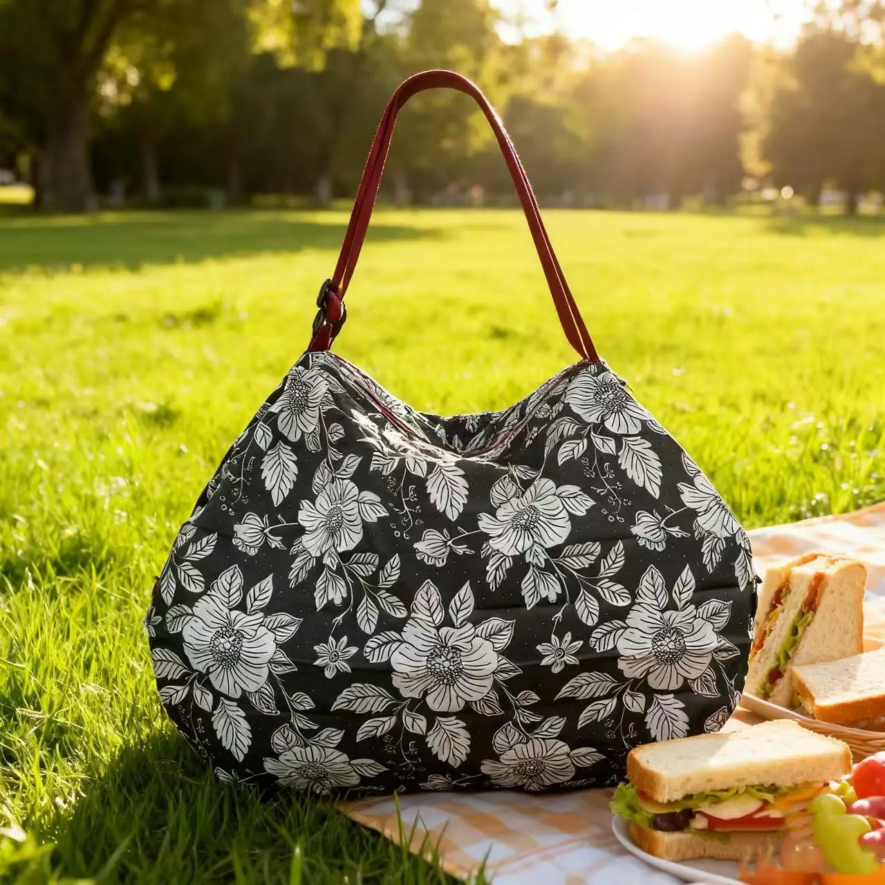 Green Foldable Tote Bag for Women, Large Capacity, Roll-Up Design — feature 24