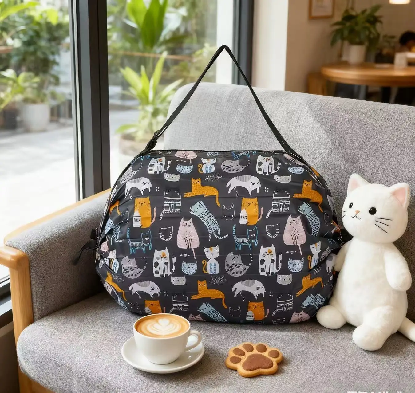 Green Foldable Tote Bag for Women, Large Capacity, Roll-Up Design — feature 27